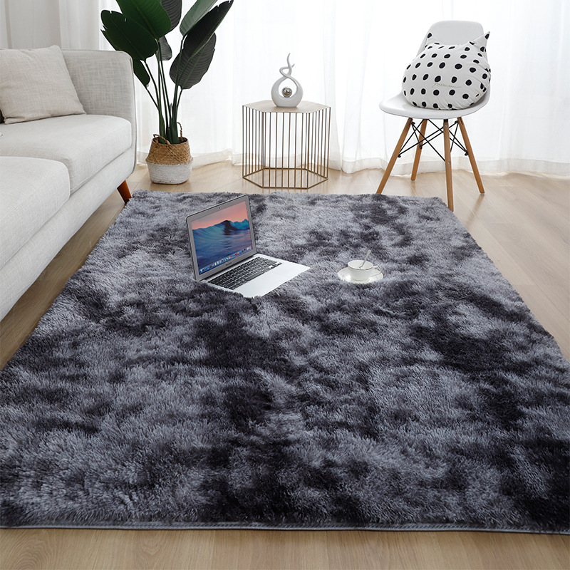 Thảm lông trải sàn màu ghi đen - KT 1m6x2m