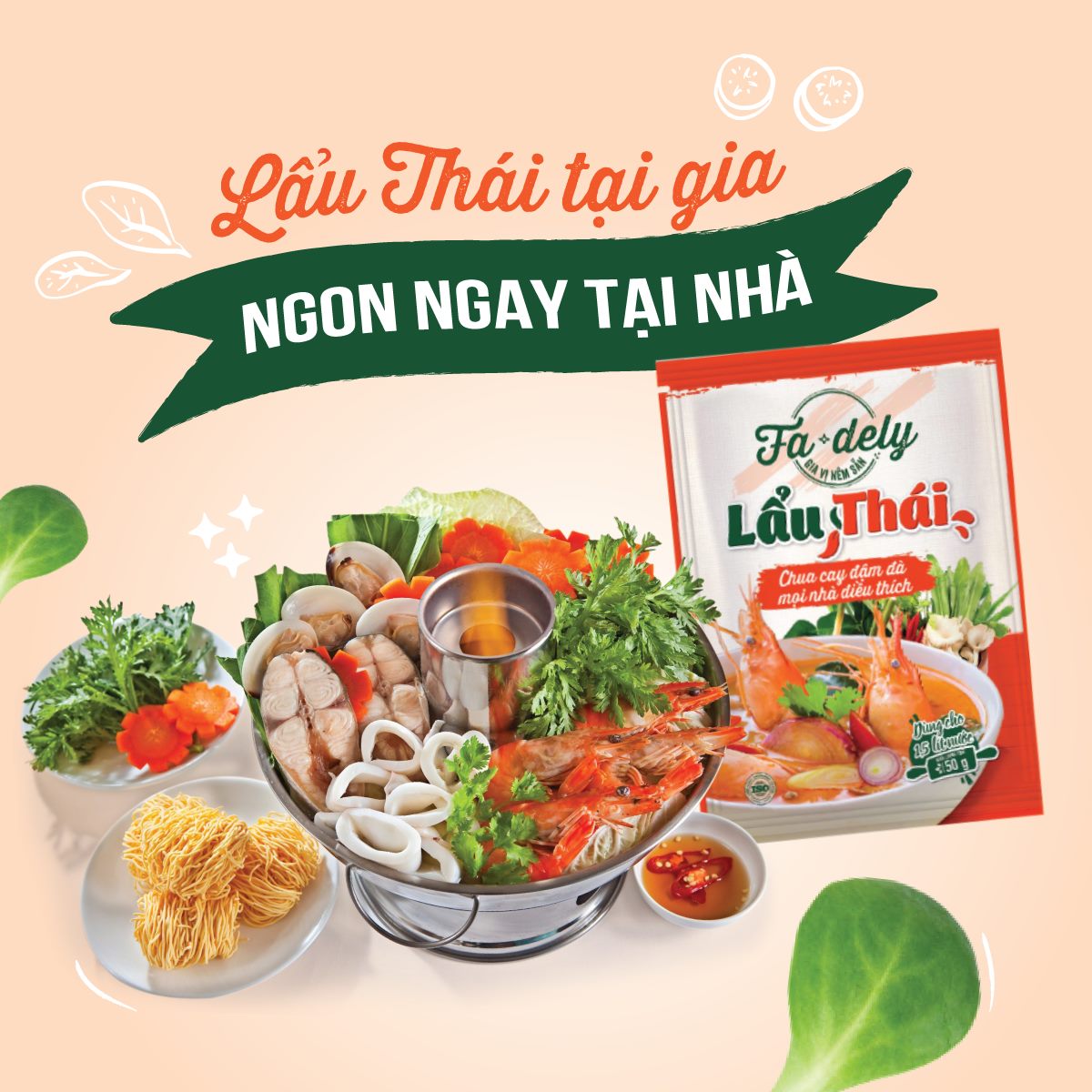 Combo 2 gói Gia Vị Nêm Sẵn Lẩu Thái Fadely (50g/gói)