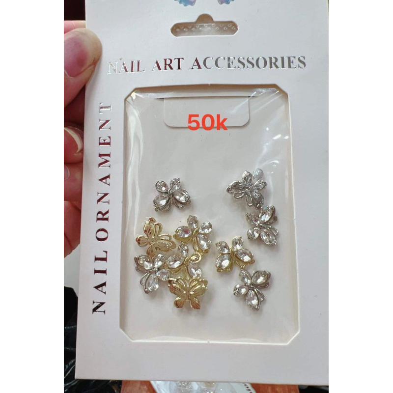 Set Charm Nơ Đen Trắng, Bướm Kim Loại Chống Han Gỉ, Trang Trí Móng Đẹp, Làm Nail Sang Trọng Nail Phương Miu Nữ Women