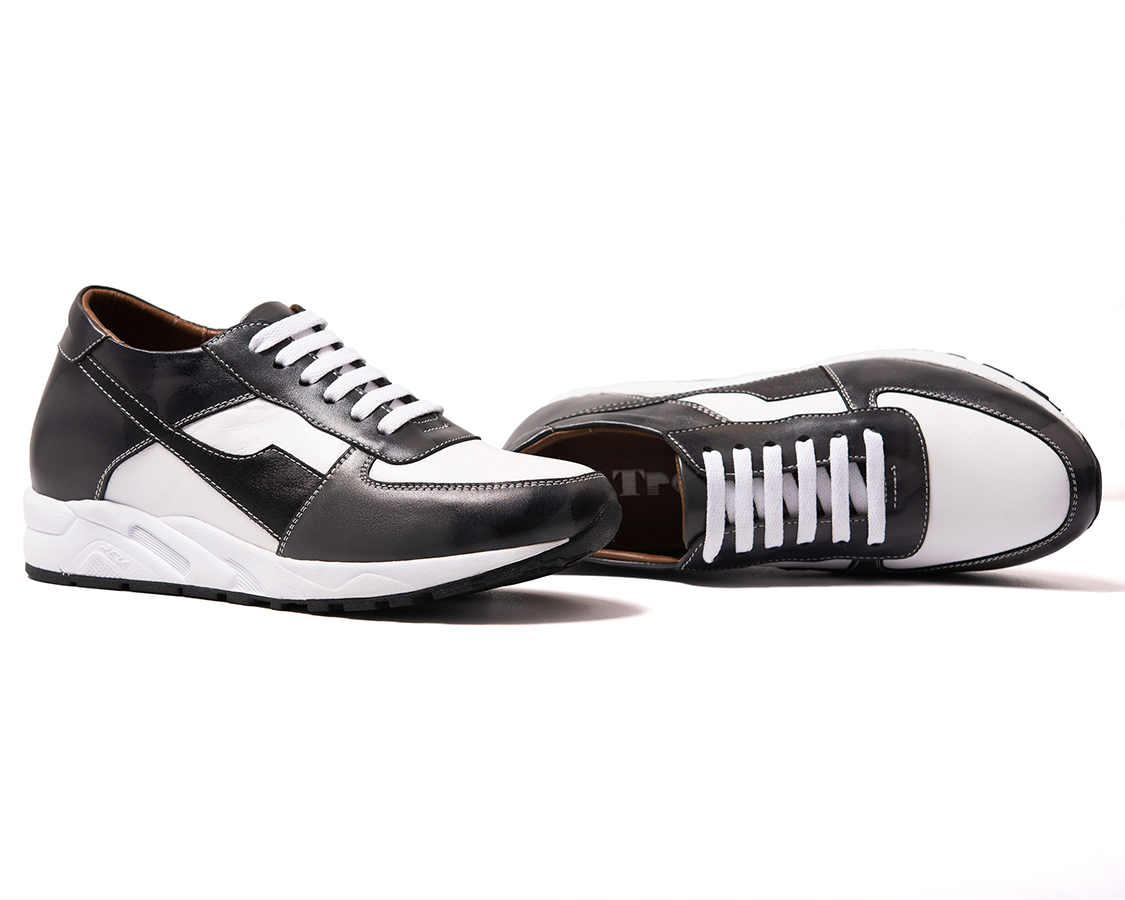 Giày Cao Nam Siêu Nhẹ T&TRA Tăng Cao 8Cm- T24 Trắng Xám- Chất Liệu Da Bò Cao Cấp, Phong Cách Thể Thao, Đế và Lót Tăng Cao Chất Liệu EVA Siêu Nhẹ, Trọng Lượng Nhẹ Hơn 30% So Với Đế Cao Su