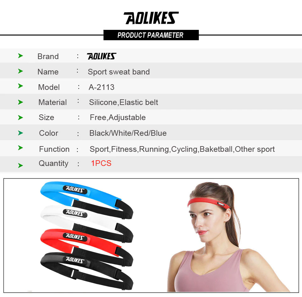 Băng đô thể thao silicone AOLIKES YE-2113 chặn mồ hôi trán Sport sweat band