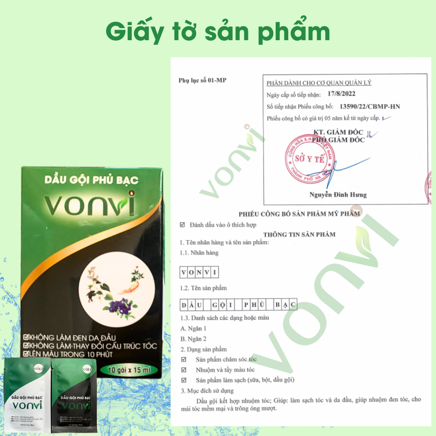 Dầu Gội Phủ Bạc Đen Tóc Thuốc Nhuộm Tóc Đen Tạm Thời Tại Nhà Theo Dạng Gói VONVI