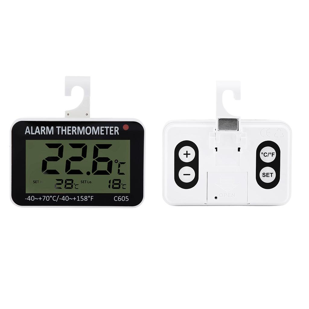 Wall Mounted Digital LCD Display Thermometer Fridge Temperature Alarm Meter