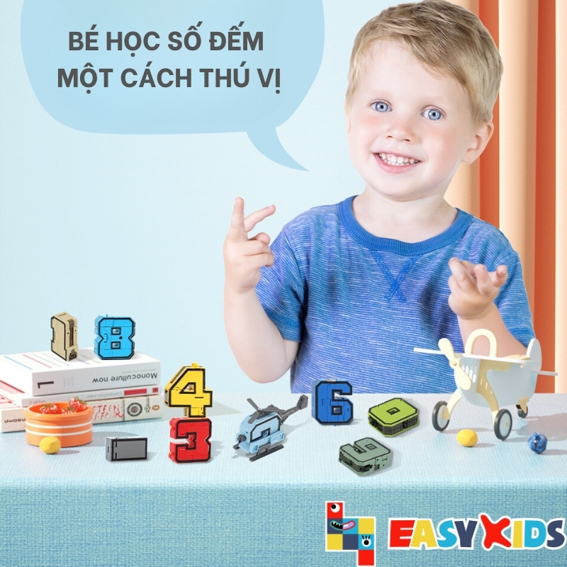 Đồ Chơi Lắp Ráp Số Biến Hình Robot, Bộ Số Robot Biến Hình Loại To