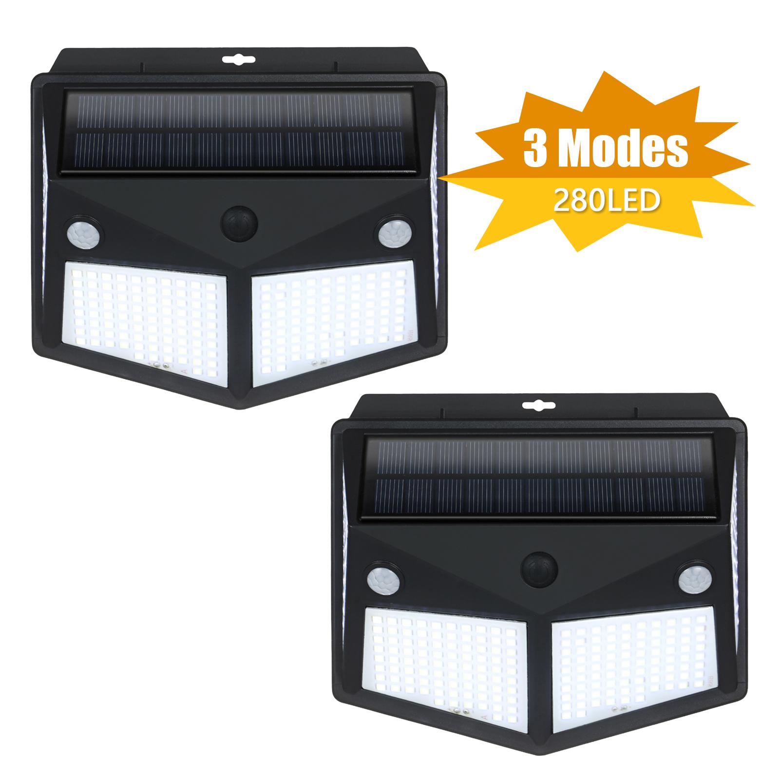 2 cái Đèn cảm biến chuyển động năng lượng mặt trời không dây 280 LED với 3 chế độ không thấm nước