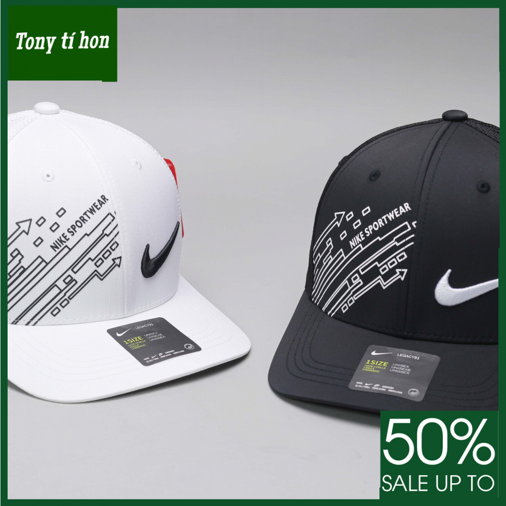 Tony tí hon - Mũ nón kết lưỡi trai bít đuôi logo sport wear thời trang nam nữ cao cấp - nhiều màu - màu trắng / màu đen