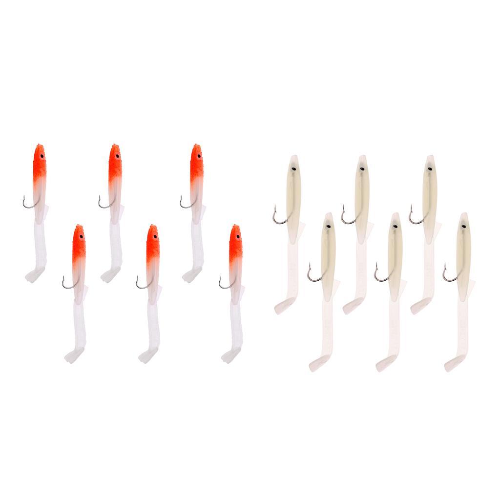 12pcs Eel Fishing Lure Soft Fishing Bait Stainless Steel Hook Bionic Baits