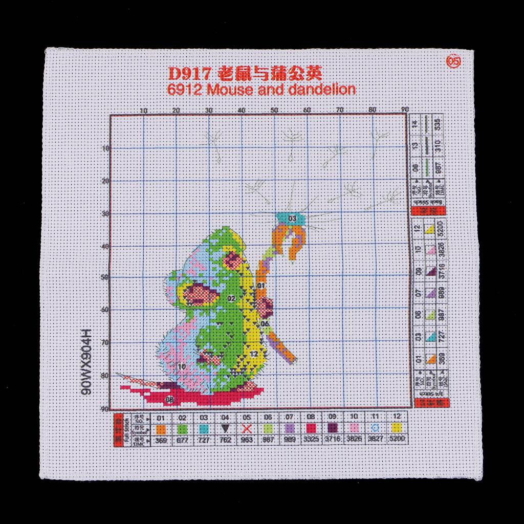 Cross Stitch Kit Printed Mouse Dandelion Pattern 11CT 14CT Counted for Adults