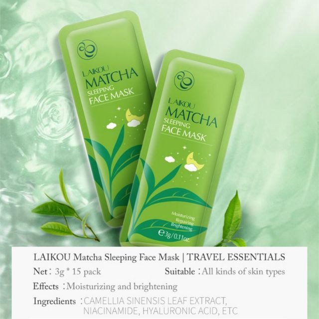 Bịch 15 Miếng Mặt Nạ Ngủ Trà Xanh Matcha Mud Mask Laikou