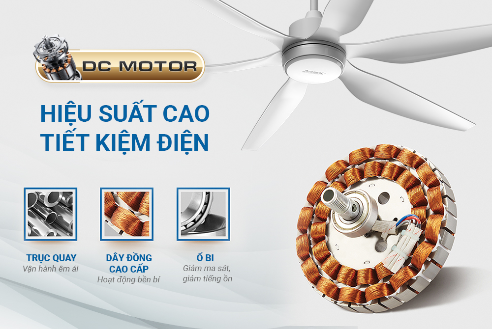 Quạt Trần Đèn Led Sunhouse Apex 6 cánh APF-7696, công suất 57W, cánh quạt sải rộng, điều khiển từ xa, Hàng chính hãng