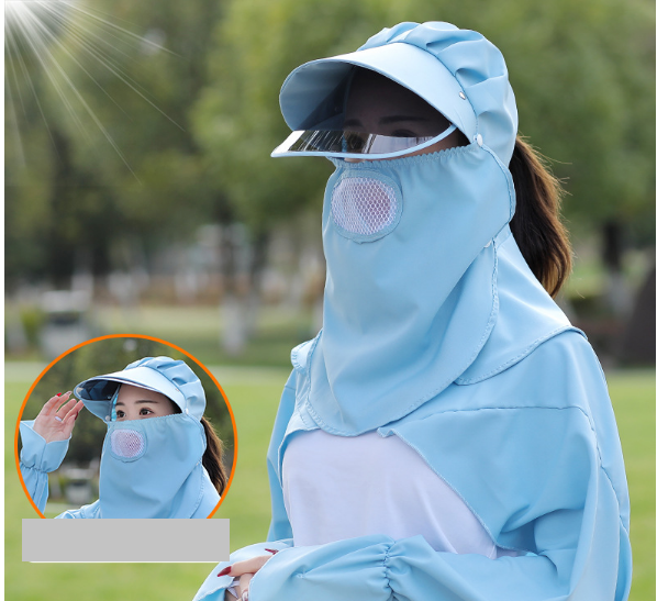 Mũ rộng vành 2 lớp chống nắng chống tia cực tím kèm khẩu trang cao cấp mới, nón khẩu trang nữ