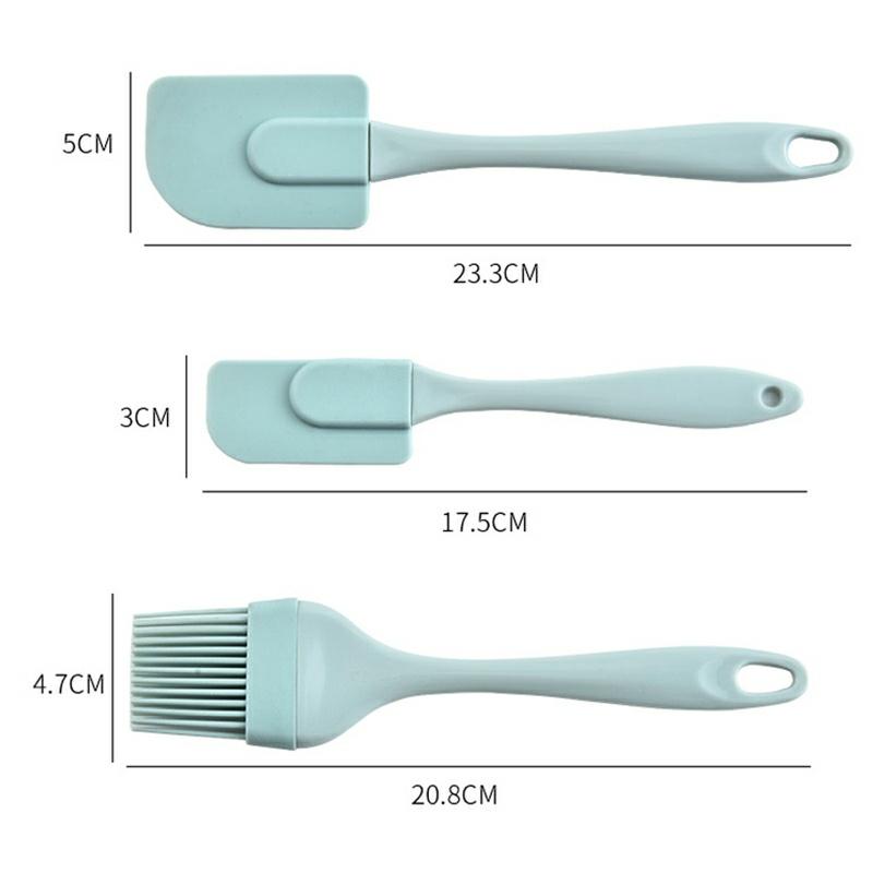 Bộ 3 Dụng Cụ Silicon Làm Bánh Gồm Cọ (Chổi) Quét Phết Bơ Dầu, Gia Vị - Phới Spatula Trộn Bột, Vét Bột, Đánh Trứng