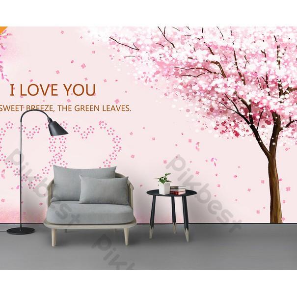 Tranh dán tường Bức tường hoa lãng mạn thủy chung, tranh dán tường 3d hiện đại MS1073970