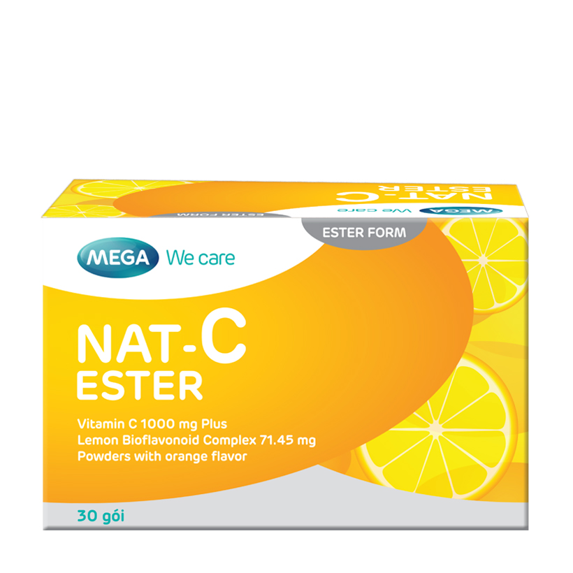 Vitamin C dạng bột pha Nat C Ester 1000mg tăng cường sức đề kháng, chống oxy hóa, êm dịu cho dạ dày