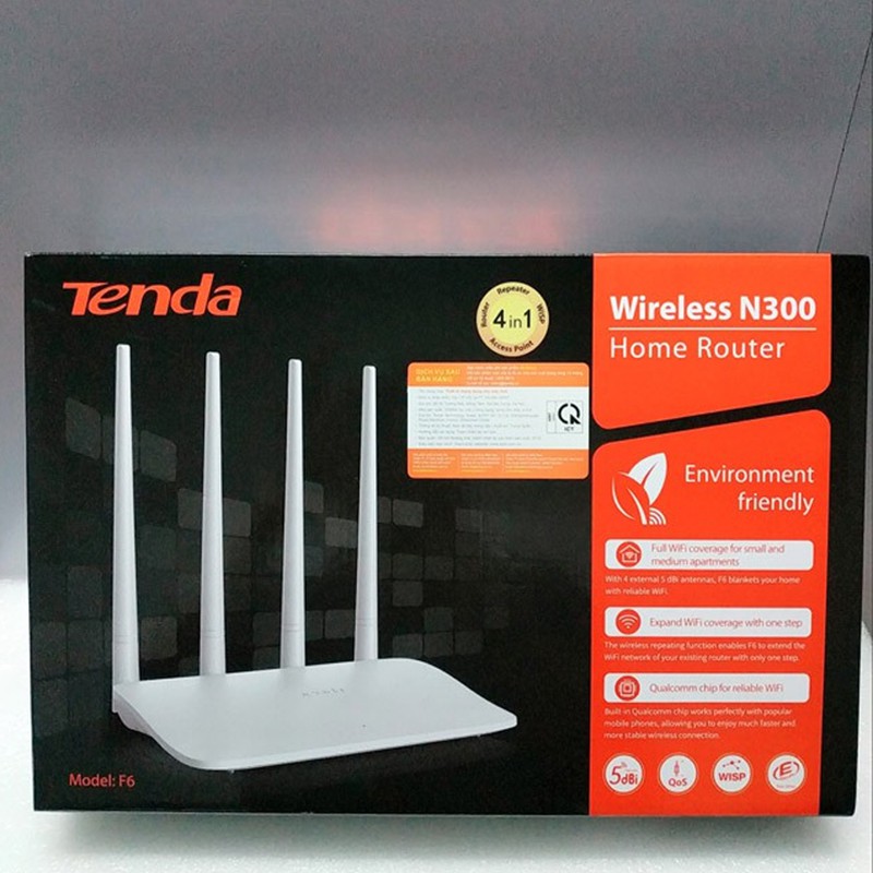 Bộ phát WiFi Tenda F6 4 angten 5dBi chuẩn N 300Mbps - Hàng chính hãng Microsun phân phối