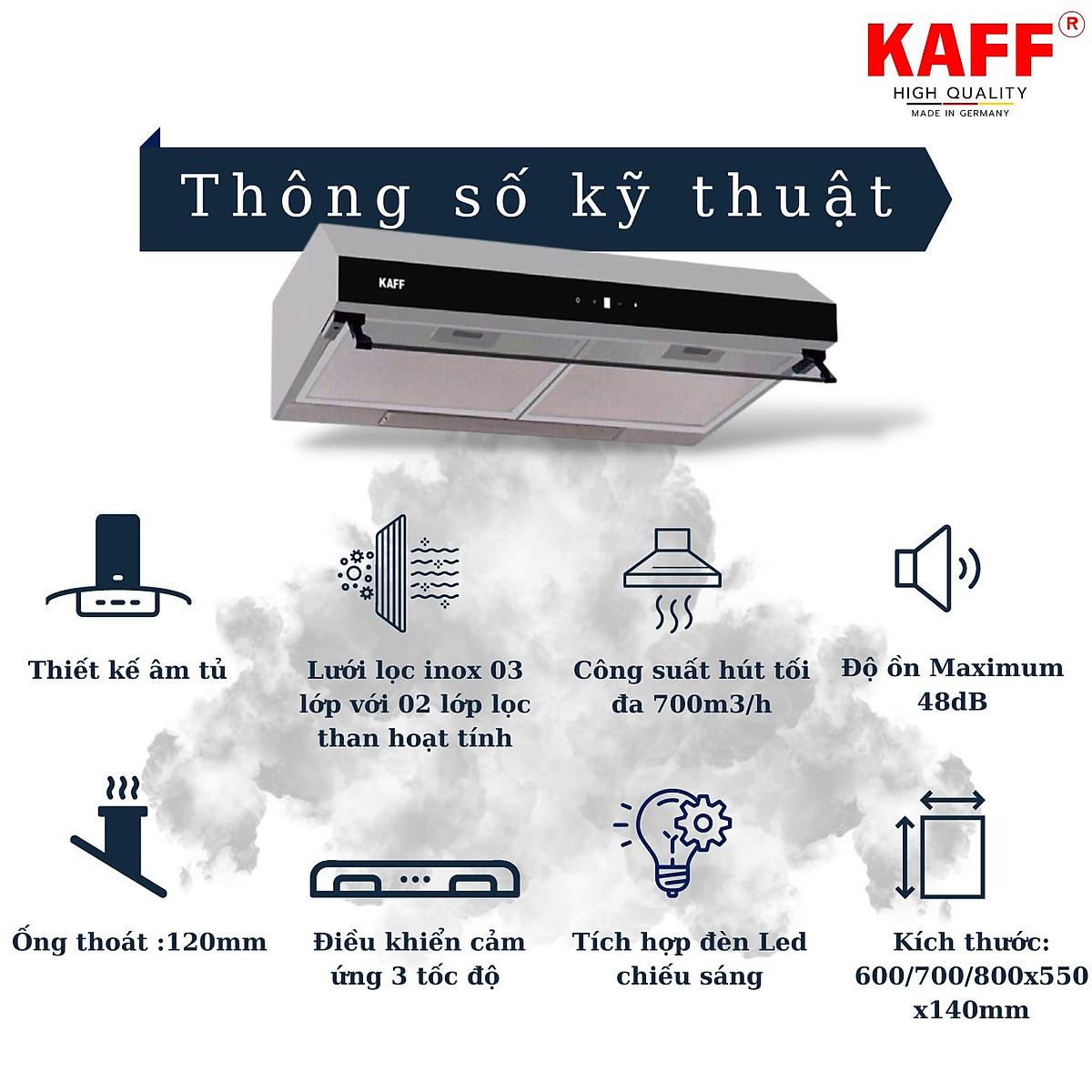 Máy hút mùi cổ điển inox phối kính cảm ứng 600mm KAFF KF_688I Tặng bộ lọc than thay thế _ Hàng Chính Hãng