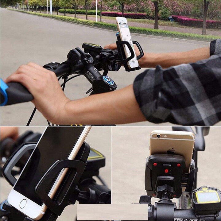Giá đỡ kẹp điện thoại gắn vào xe đạp cao cấp có nút điều chỉnh kích cỡ điện thoại