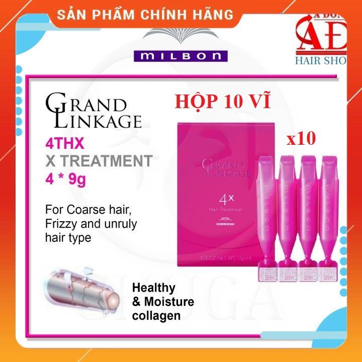 HỘP 10 VĨ KEM Ủ TÓC MILBON GRAND LINKAGE SUÔN MỀM MƯỢT TẠI NHÀ NEW (HỒNG) 9G*4*10