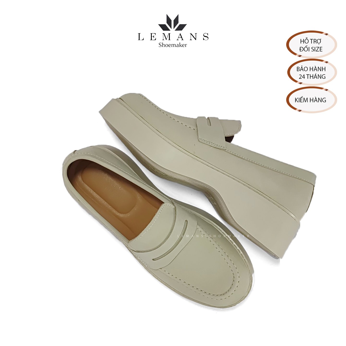 The Breakthrough Chunky LOAFER TAN NUBUCK Lemans - Da Nubuck. BST độc quyền, đế cao 6cm Full cao su nguyên khối BH 24 tháng