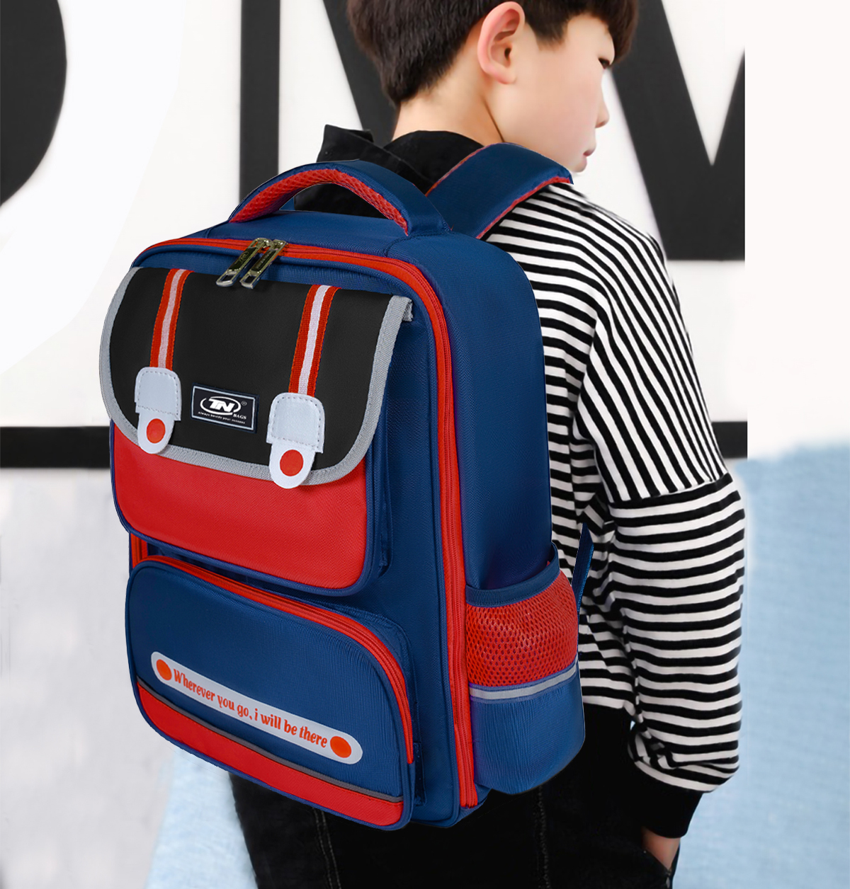 Balo học sinh cao cấp TNBags Smart Red TN.B 3110, Balo đẹp dành cho bé trai năng động, cá tính, chống gù