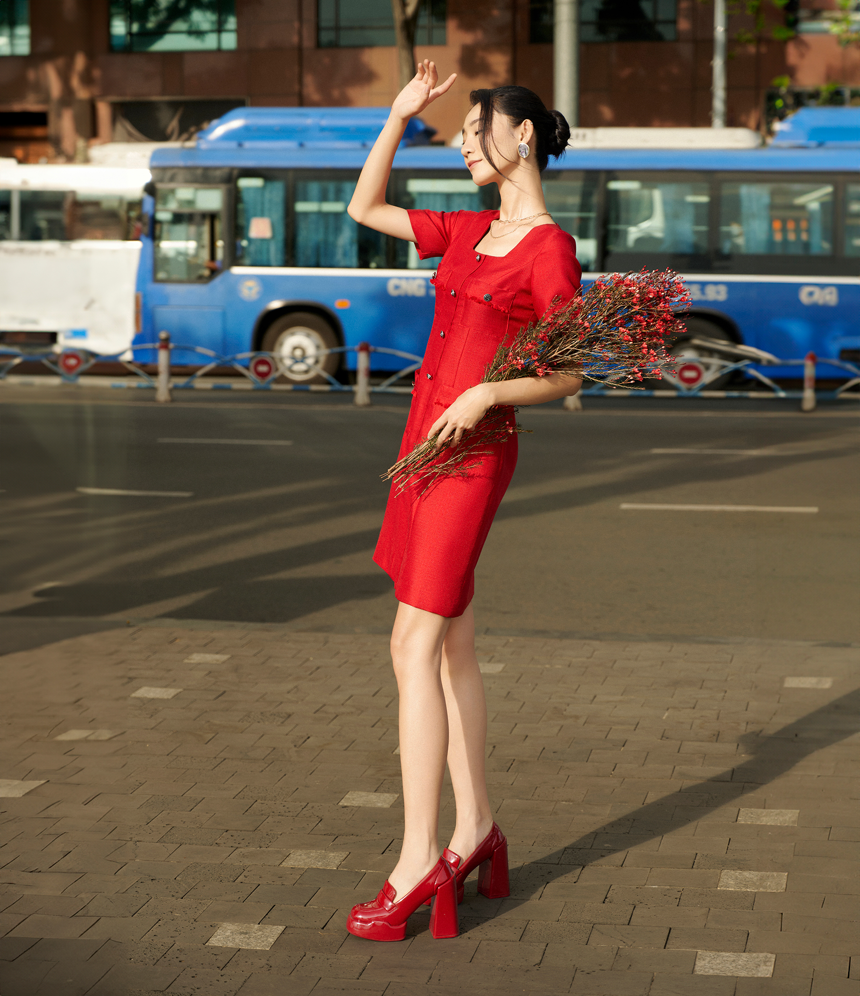 Đầm Tweed Cổ Vuông Lộc DRE190 thời trang thiết kế Hity