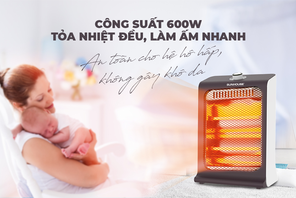 Sưởi Điện Hồng Ngoại 2 Bóng Sunhouse SHD7023 - Hàng chính hãng
