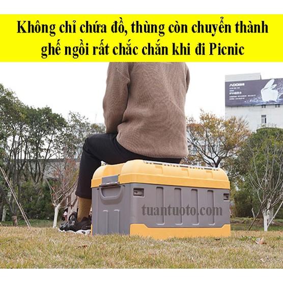 Thùng chứa đồ ô tô gấp gọn, nắp thùng có 02 ngăn