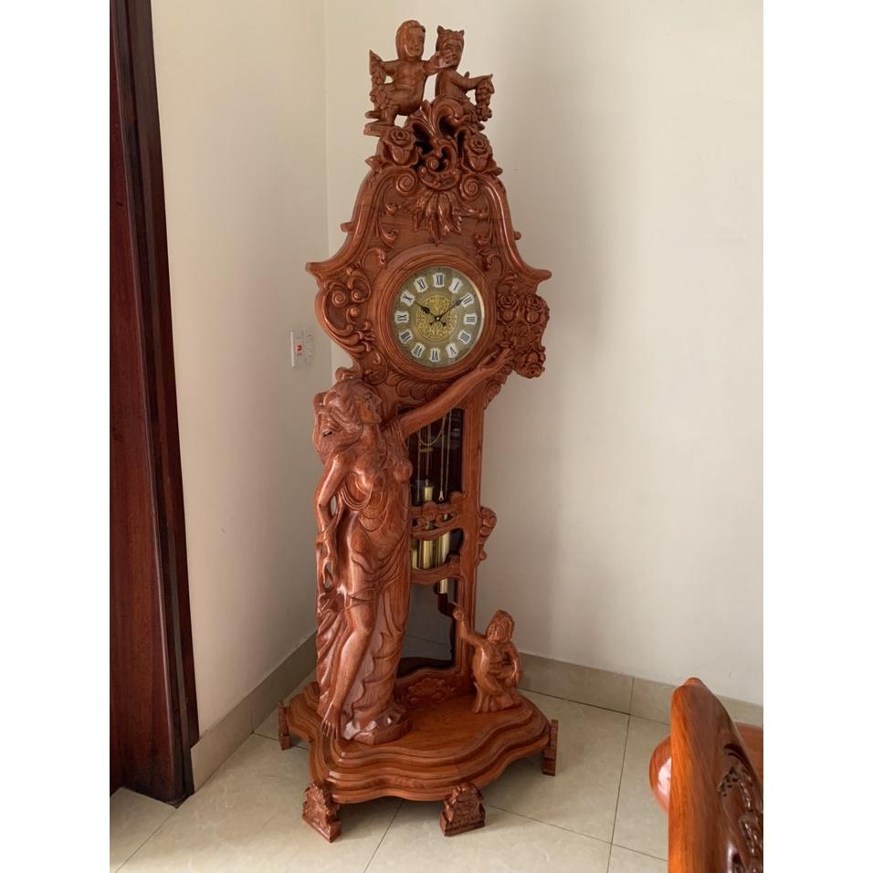 Đồng hồ cô tiên gỗ hương đá, gỗ gõ đỏ, hàng CỰC VIP, tuyển vân, tuyển gỗ loại 1