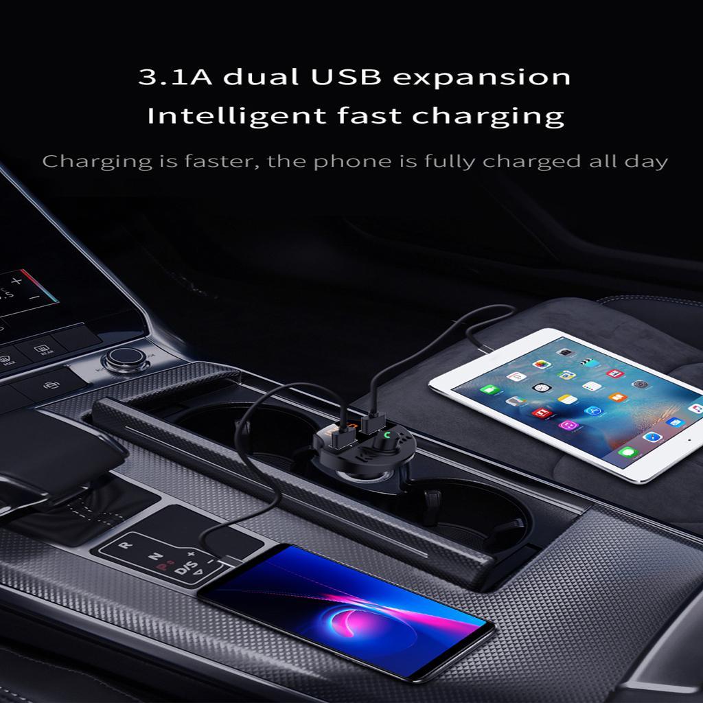 Car Charger 2 Ports USB Charger FM Bluetooth Wireless AUX MP3 Player Kit