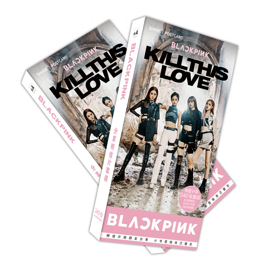 Postcard Black Pink &quot;Kill this Love&quot; 340pcs mới (Tặng móc khóa gỗ thiết kế độc quyền)