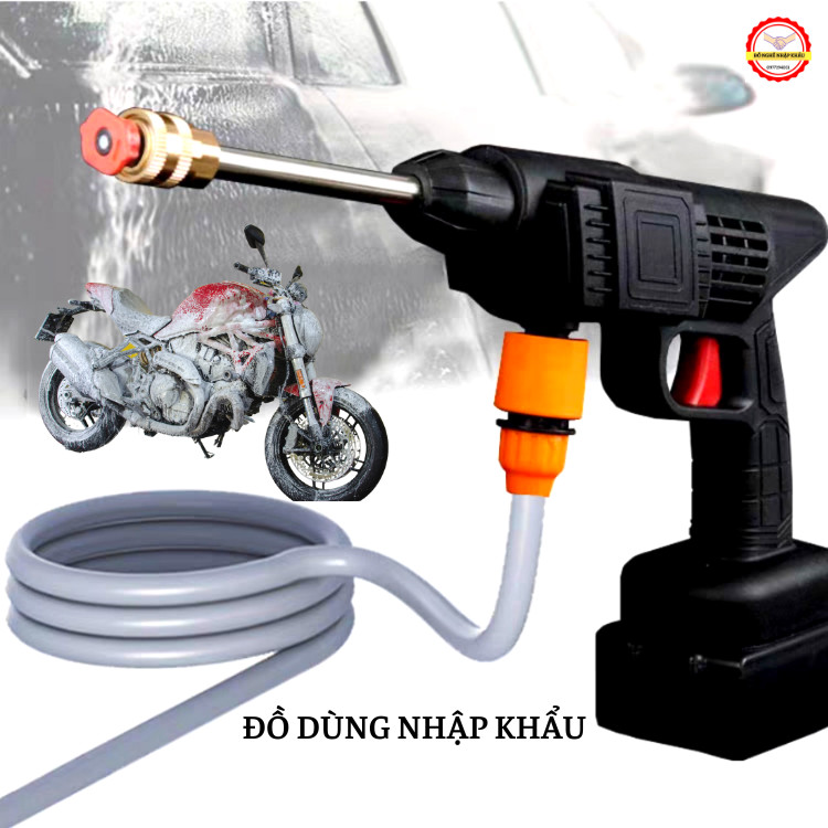 Máy rửa xe tạo bọt tuyết cầm tay, máy xịt tăng áp đa năng nhiều vòi -Kèm 2PIN và phụ kiện