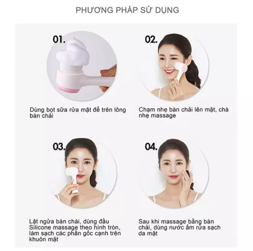 Cọ Rửa Mặt Massage 2 Đầu Cogit Cleansing Brush, Làm Sạch Sâu, An Toàn, Nhập Khẩu Nhật Bản