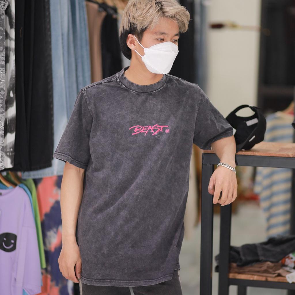 Áo thun loang đen Beast nam nữ tay lỡ chất liệu cotton 100% cao cấp dáng unisex
