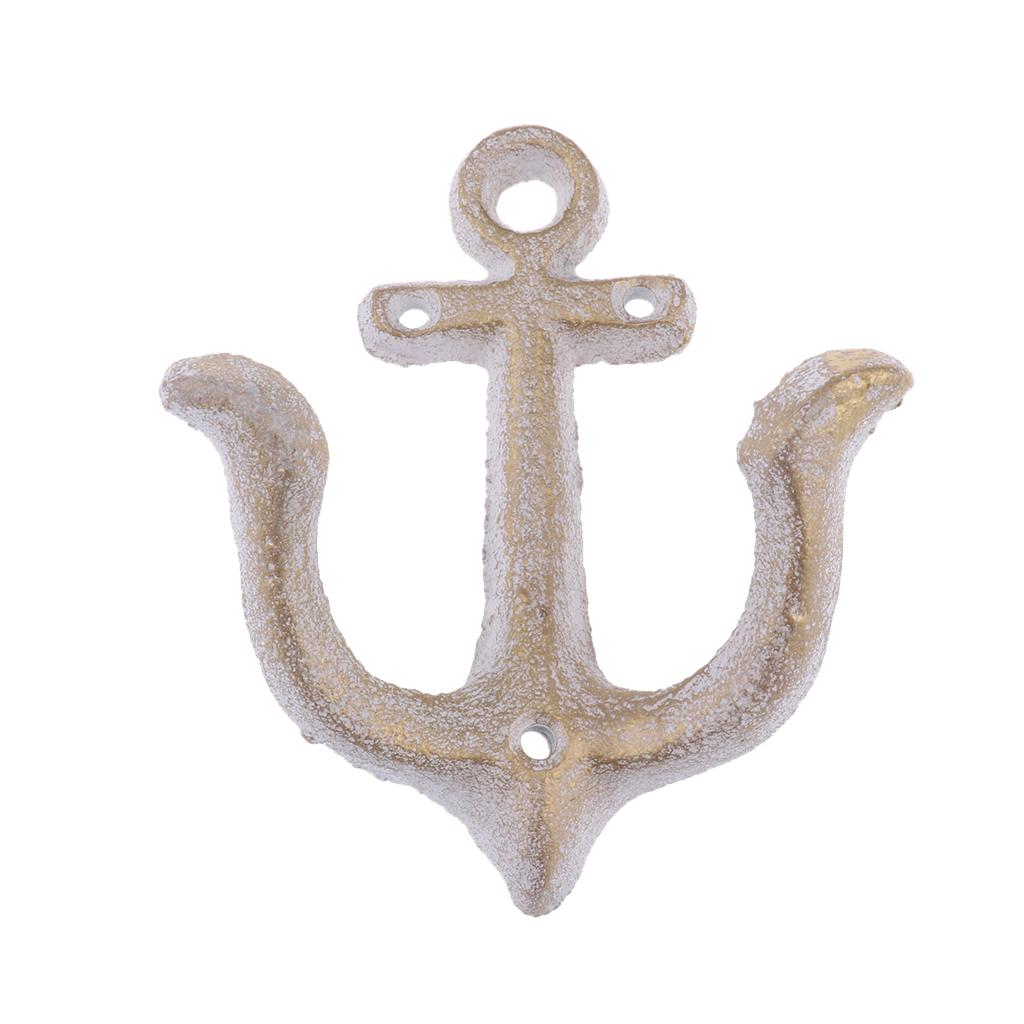 4x Wall Hook Heavy Duty Rack Hanger White Wall Mounted Vintage Anchor Shape