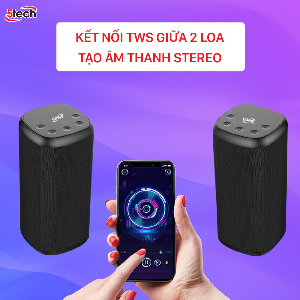 Loa bluetooth 5TECH BS2 hàng chính hãng, loa mini cầm tay di động nghe nhạc cực hay hỗ trợ cắm thẻ nhớ, USB dành cho điện thoại, máy tính...