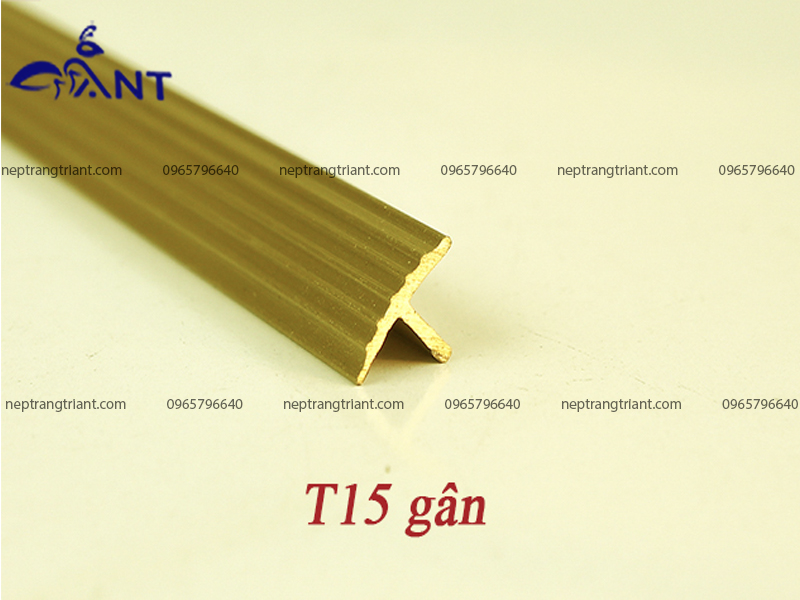 Nẹp đồng T15 gân - Nẹp đồng T cầu thang - Nẹp Trang Trí ANT