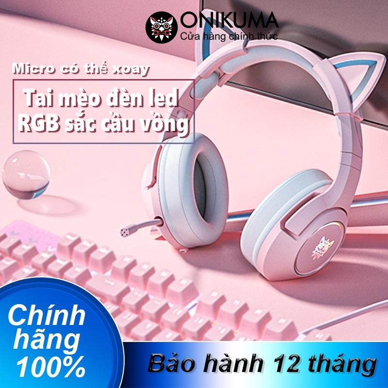 Hot Sale ONIKUMA K9 màu hồng Tai nghe chuột bàn phím Bộ đồ tai nghe mèo RGB Mic chống ồn tai nghe chụp tai chơi game [Hàng chính hãng