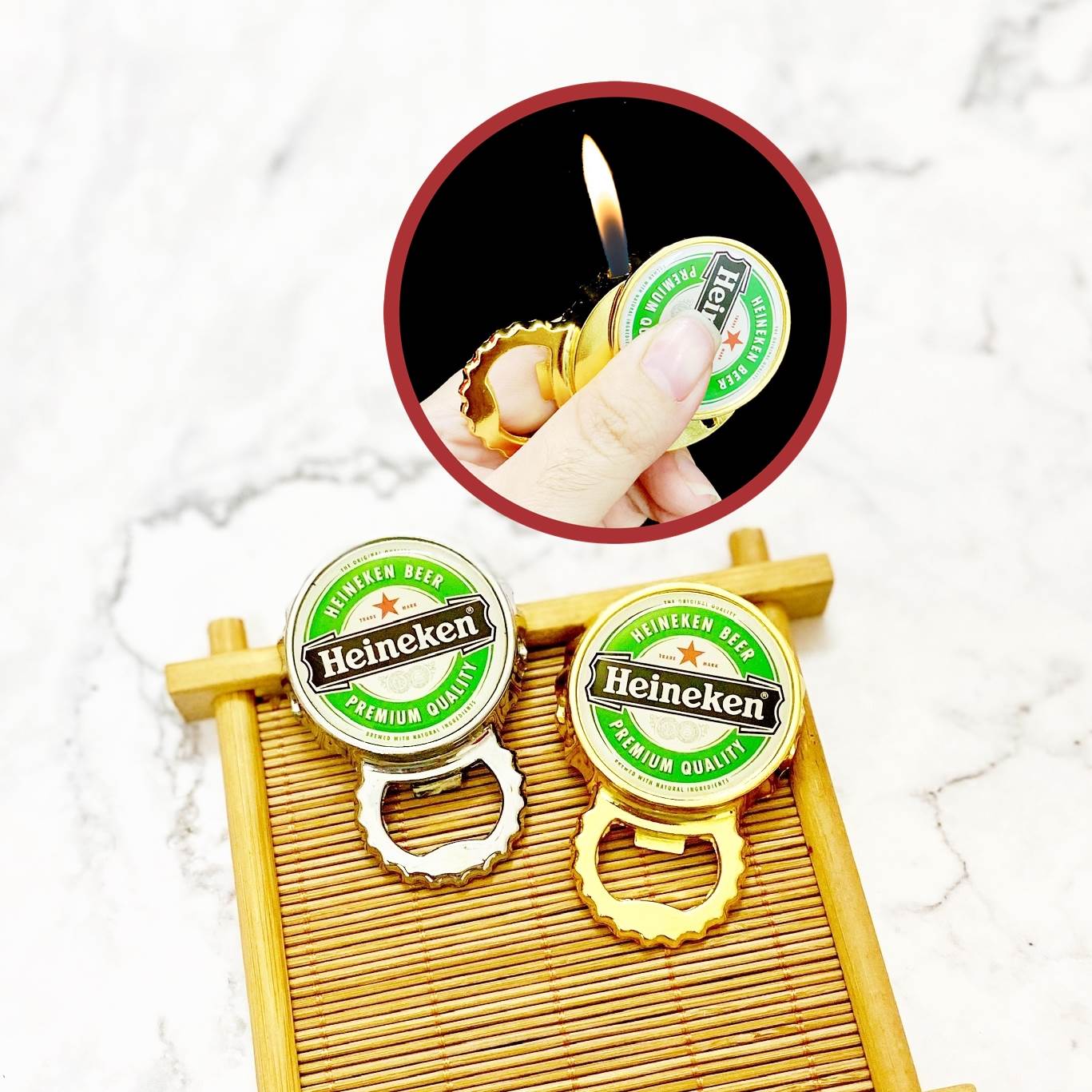 Hột Quẹt Bật Lửa Khui Bia 2in1 logo bia HEINEKEN - xài ga