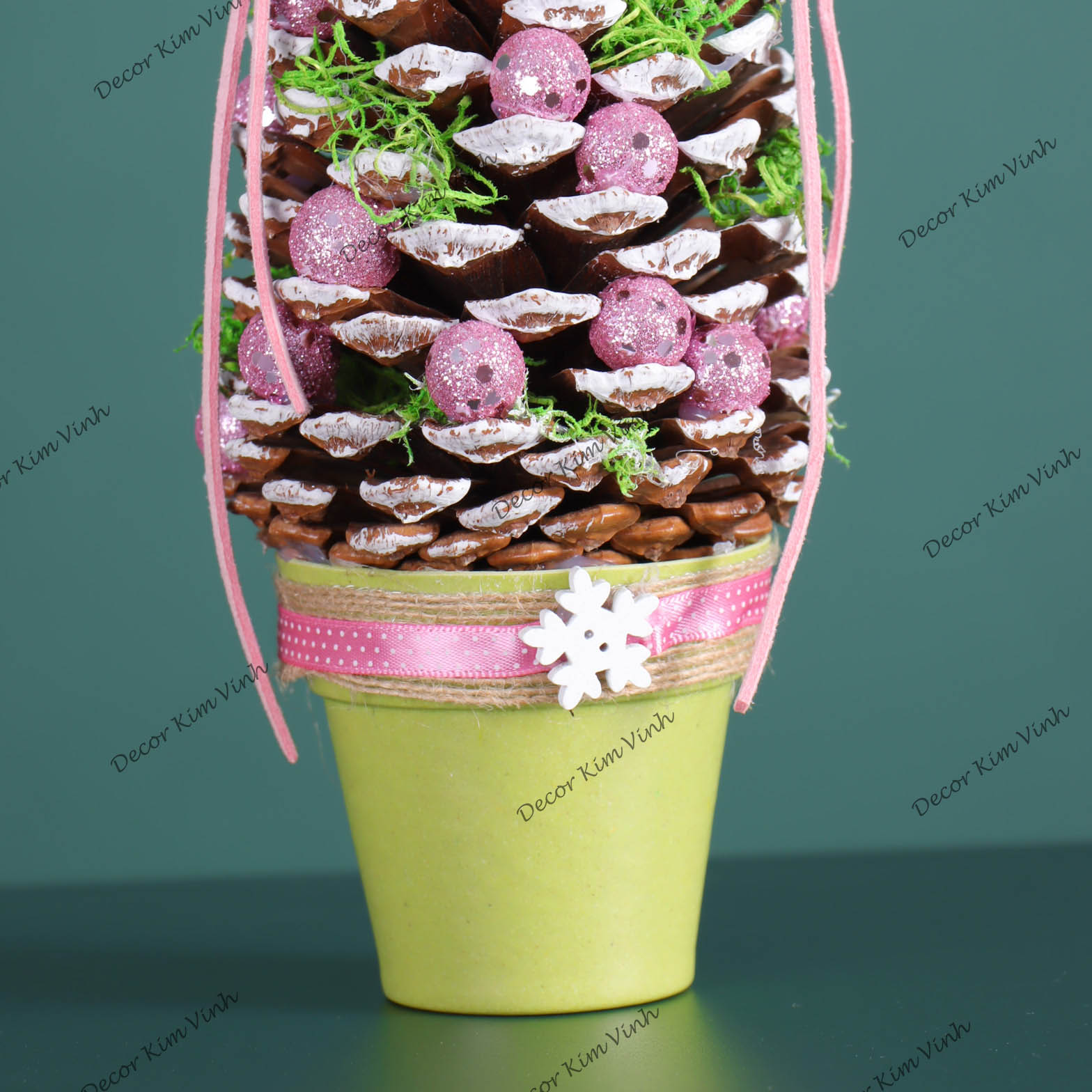 Chậu Quả Thông QT05 Để Bàn Trang Trí Giáng Sinh