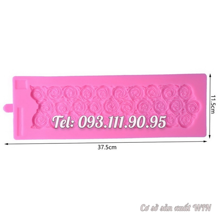 Khuôn silicon làm viền bánh, rau câu, fondant 30 hoa hồng xoáy - Mã số 1072