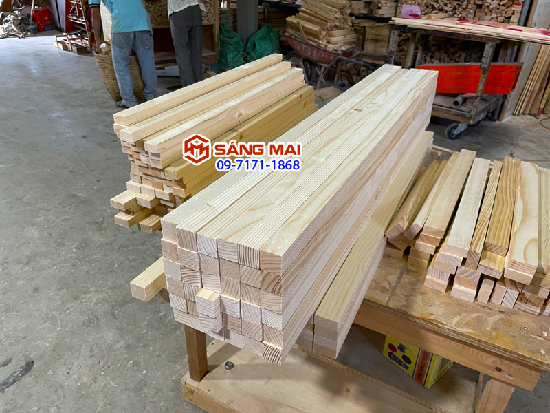 [MS86] Thanh gỗ thông vuông 3cm x 3cm x dài 120cm + láng mịn 4 mặt