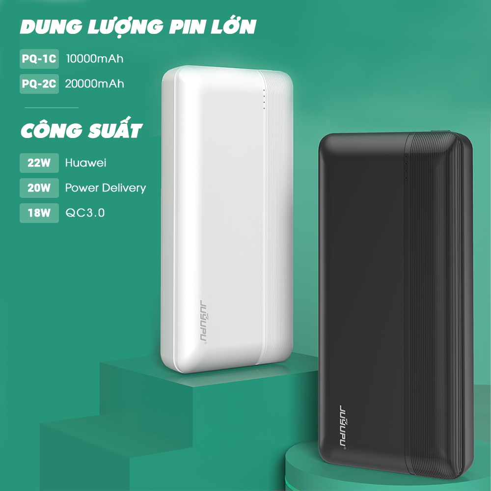 Pin sạc dự phòng JUYUPU PQ1C 10000mAh sạc nhanh PD QC3.0 20W đèn led báo hiệu dành cho iPhone Samsung OPPO VIVO HUAWEI XIAOMI - HÀNG CHÍNH HÃNG