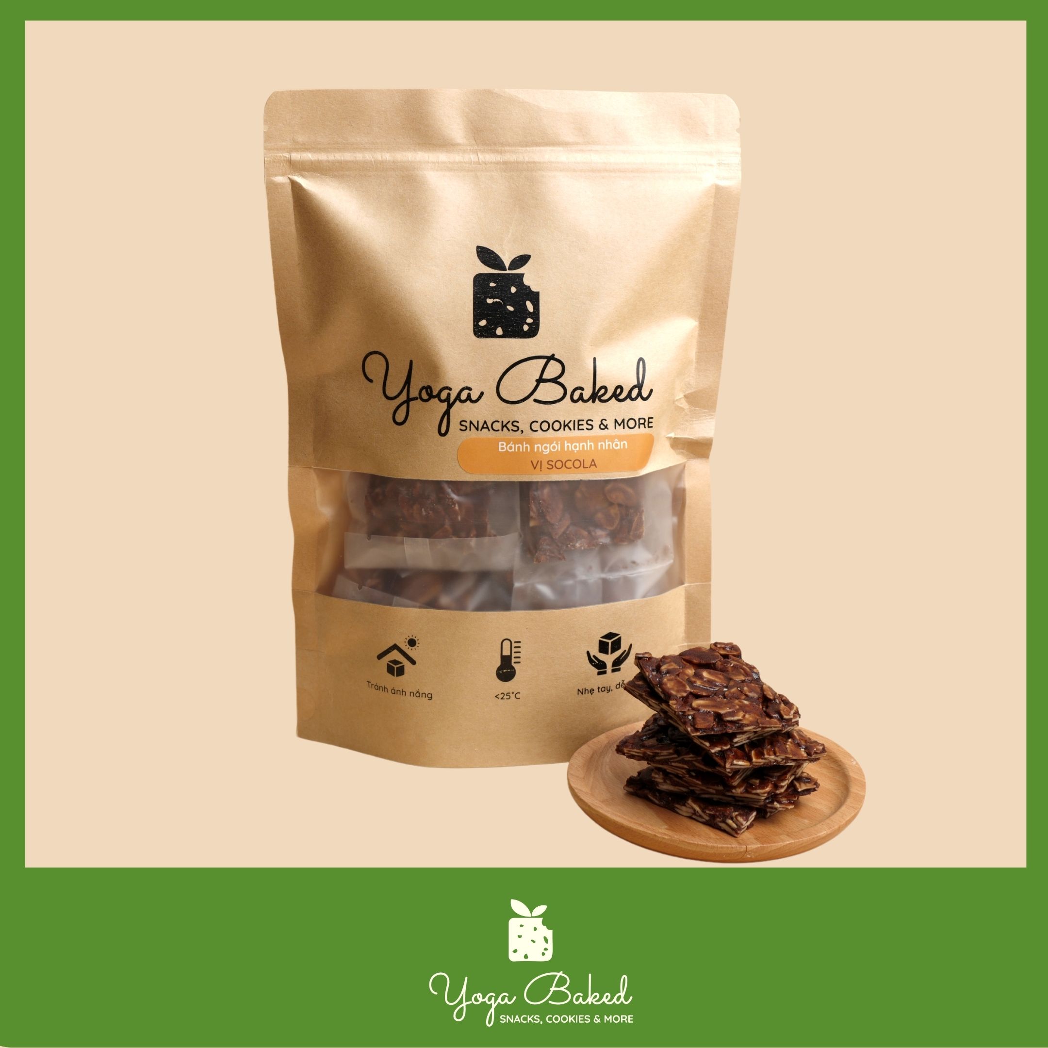 Bánh ngói hạnh nhân vị sôcôla - Yoga Baked - Bánh quy cao cấp, bánh ăn kiêng, ăn vặt