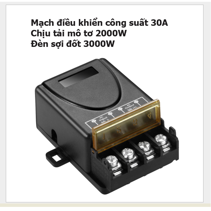 [HAI ĐIỀU KHIỂN] Bộ công tắc điều khiển từ xa RF 100m/ 3000W/ 220V Hai Remote điều khiển thiết bị máy bơm nước máy rửa xe công suất lớn