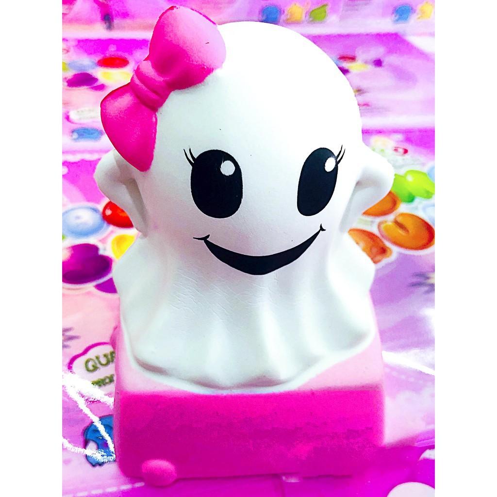 SQUISHY BÚP BÊ ĐEO NƠ HỒNG TẶNG KÈM BAO BÌ GHOST- SQUISHY MA HỒNG ĐÁNG YÊU