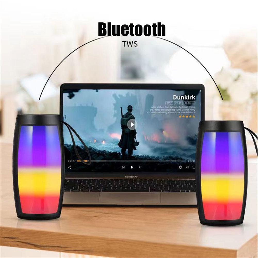 Loa tương thích Bluetooth Trọng lượng nhẹ Di động Thẻ không dây dạ quang RGB đầy màu sắc Loa Fm Máy nghe nhạc có dây buộc Màu sắc: đen