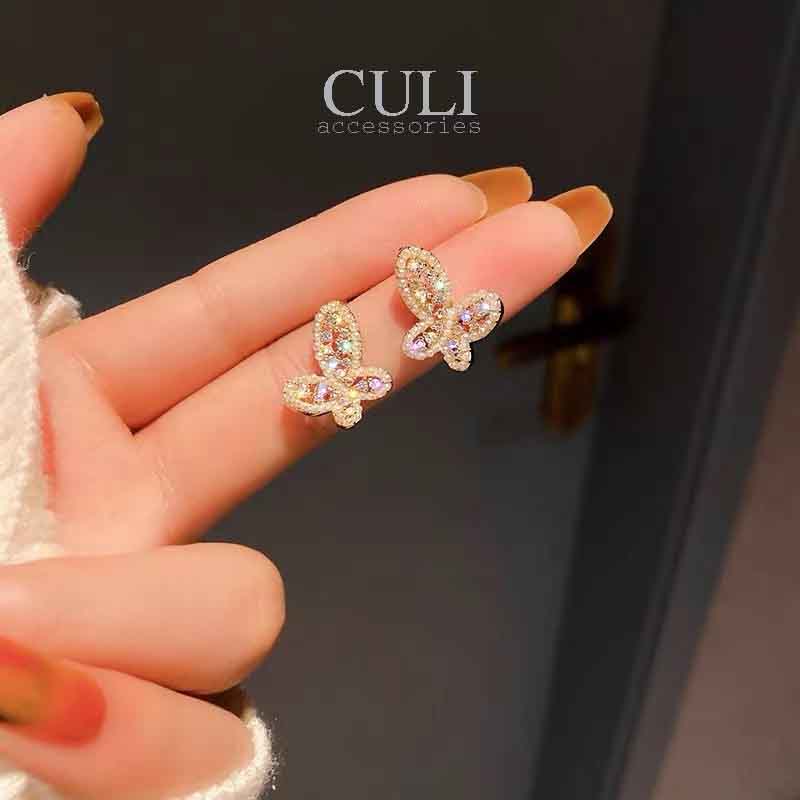 Khuyên tai, Bông tai thời trang hình bướm kết hạt traiHT690 - Culi accessories