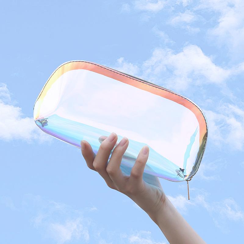 Túi trang điểm ba chiều gồm 3 kích cỡ cho phụ nữ, túi vệ sinh di động trong suốt và trong suốt cho học sinh, cô gái, cô gái thanh thiếu niên, màu