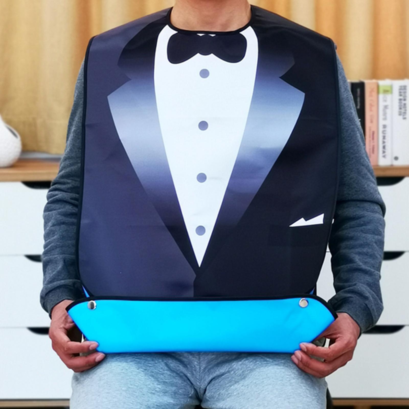 2X Adult PVC Printing Cotton Cloth Adjustable Bib for Men Patients