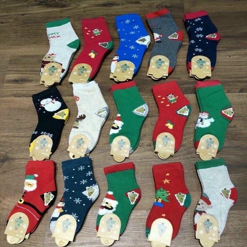 Tất noel cổ cao cho bé - Set 10 vớ tất sắc màu NOEL size 1 - 12 tuổi